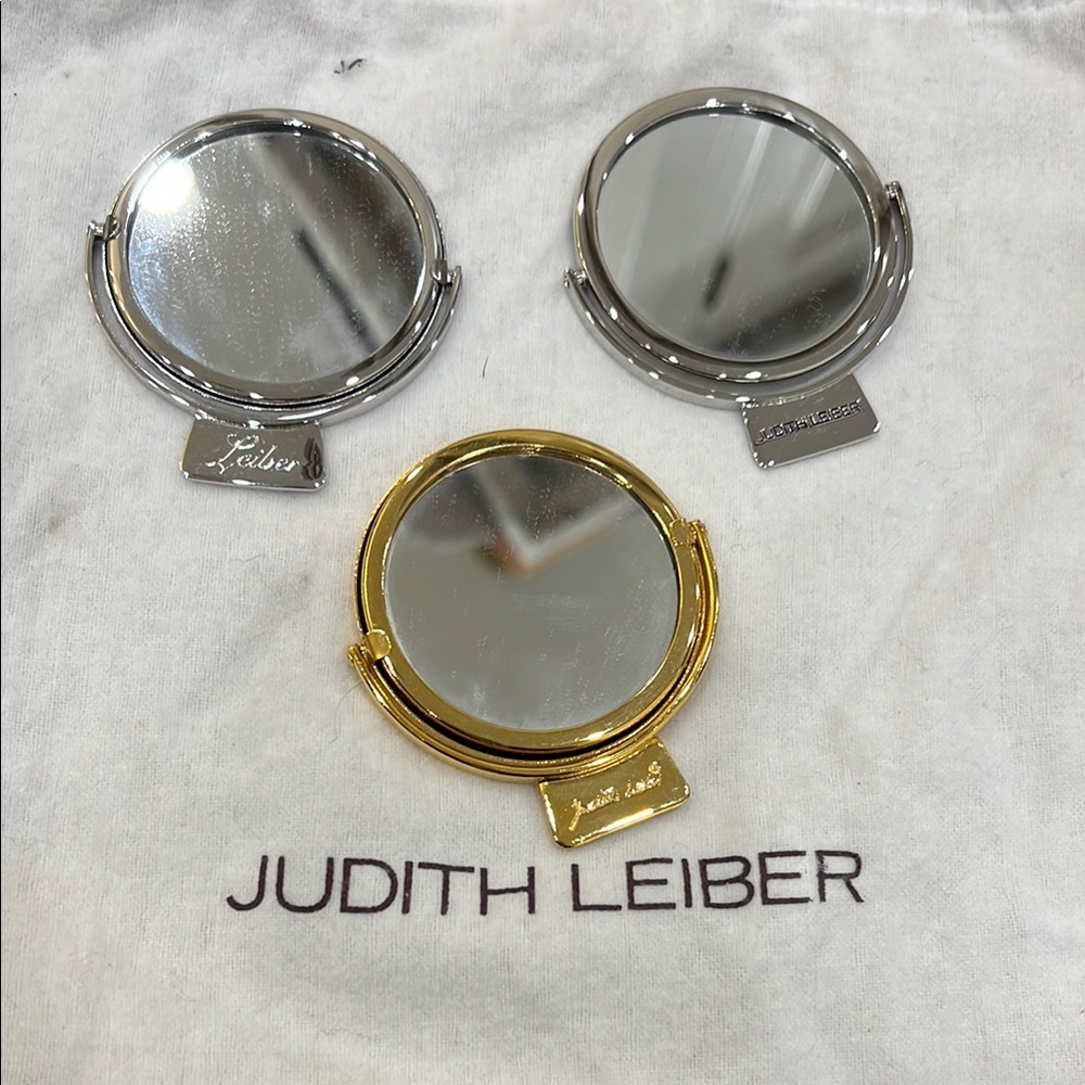 Judith Leiber Silver and Gold Compact Set